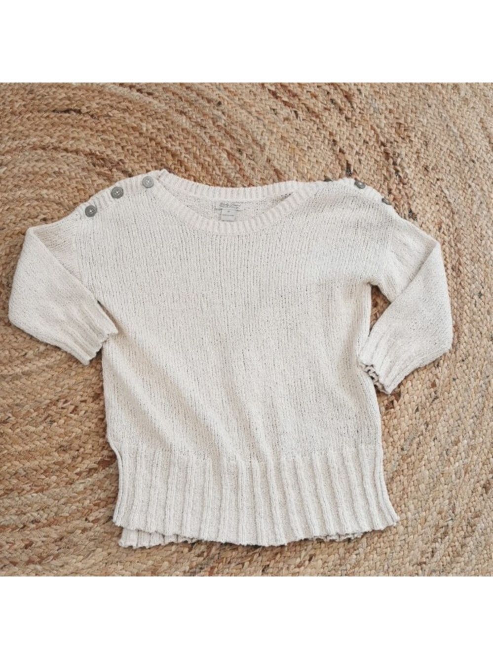 Womens Lucky Brand 🍀 oatmeal loose knitted slouchy sweater with buttons. Size M